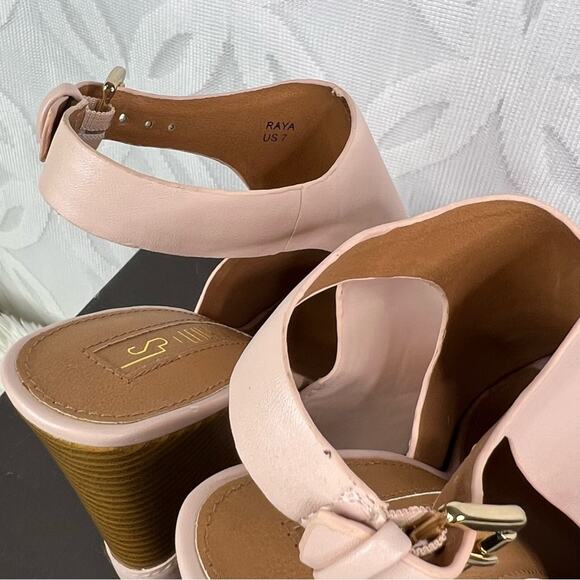Leila Stone Raya Mauve Sling Back Platform Wedge - New - Picture 6 of 9